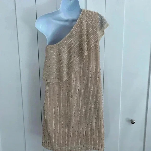 One33 Social One-Shoulder Beaded Cocktail Prom Dress - Picture 5 of 11